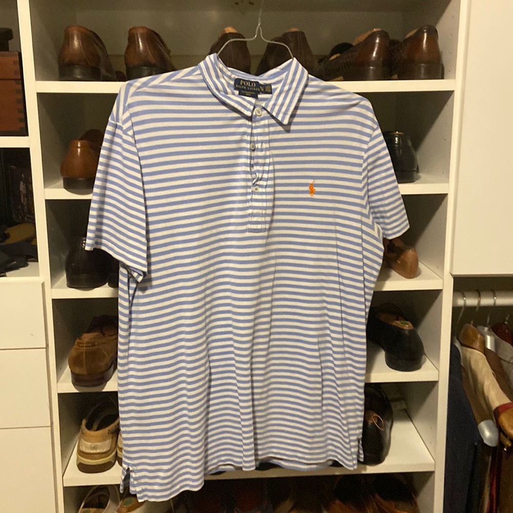 Ralph Lauren mens light blue striped polo